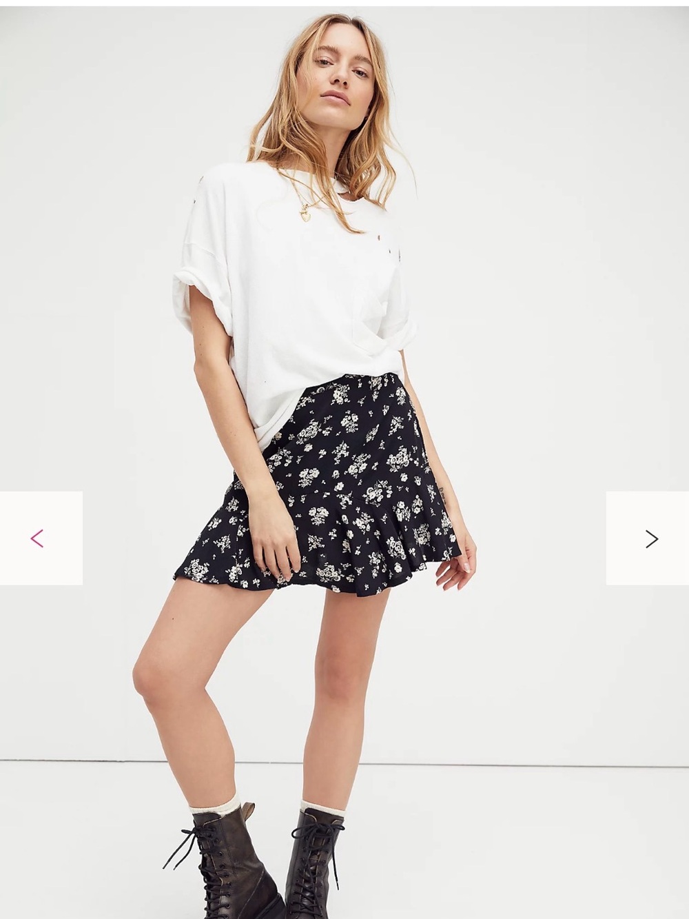 Free People Ryanne Floral Black Mini Skirt Sz 4